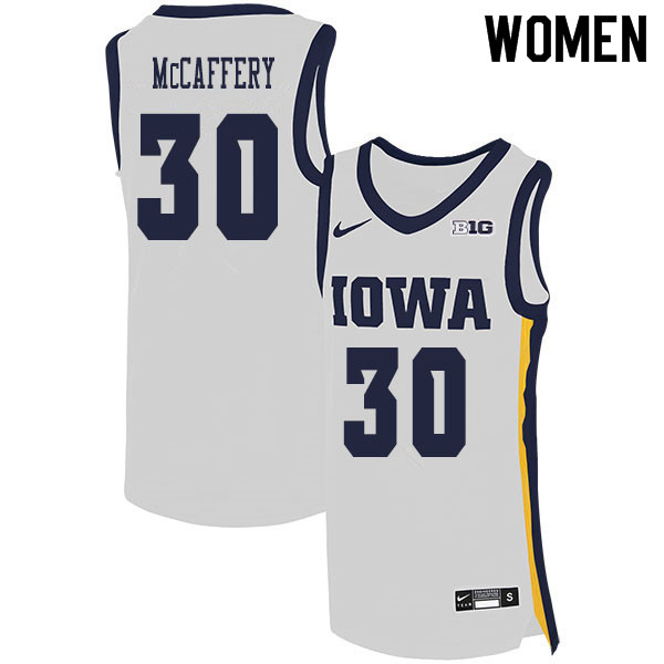 2020 Women #30 Connor McCaffery Iowa Hawkeyes College Basketball Jerseys Sale-White